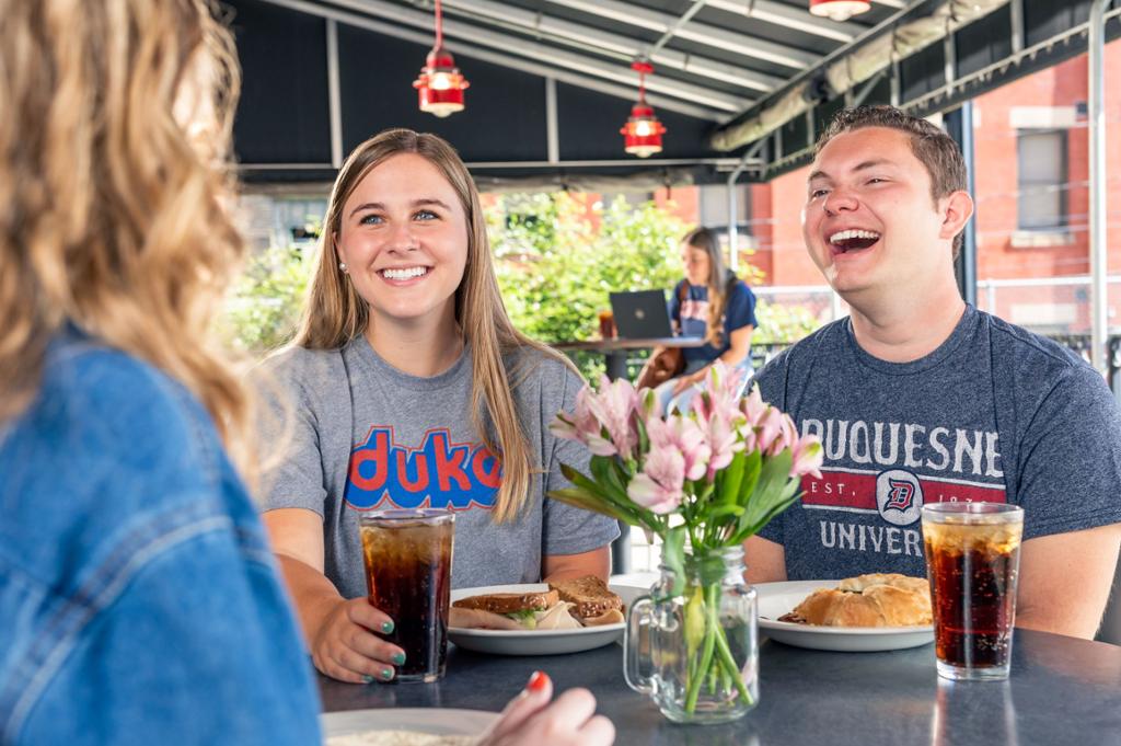 students laughing