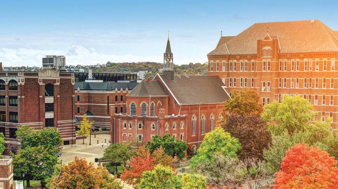 image of campus buildings and trees