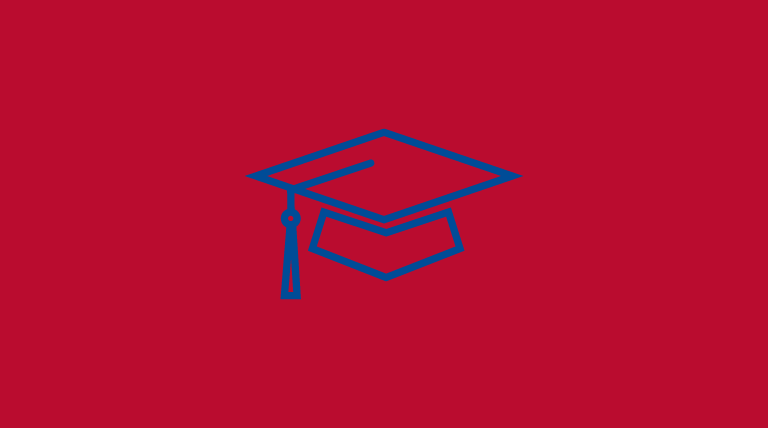 Red icon image of grad cap