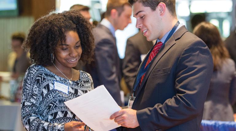 Student participating at a career fair