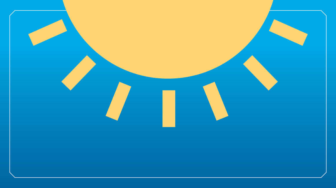 Sun graphic on bright blue background