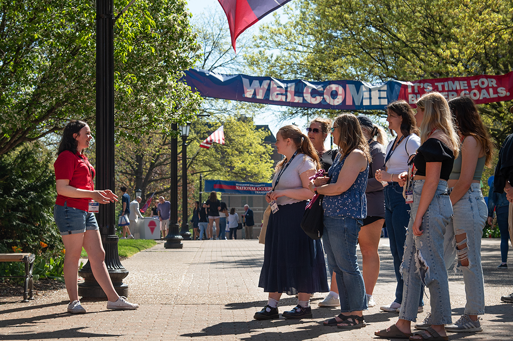 Students on tour on campus.