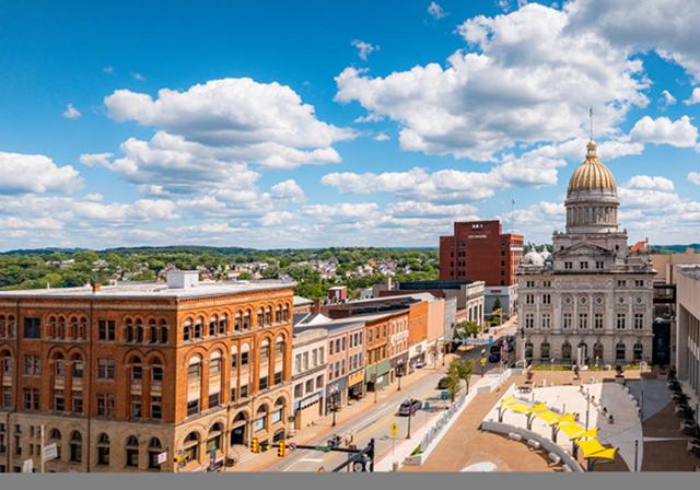 Aerial view of downtown Greensburg, PA