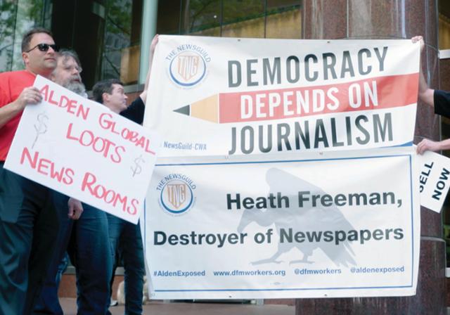 Journalists protesting at the Denver Post.