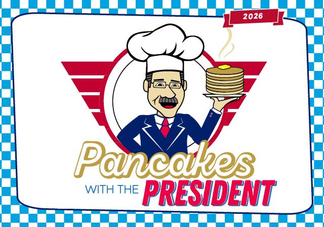 Pancakes with the President 2026 graphic of President Gormley