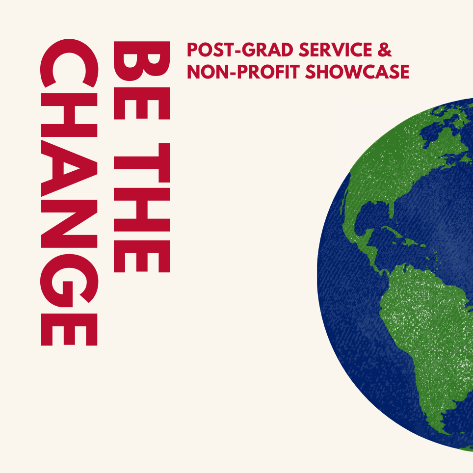 Event title in red letters next to part of an earth graphic