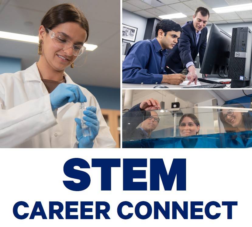 Collage of three images of Duquesne students in the School of Science and Engineering actively working and learning in lab and classroom settings.