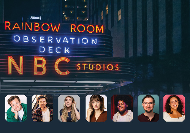 NBC studios iStock graphic with the following headshots left to right over it: Tommy Brennan, Alex Kagy, Ceara O’Sullivan, Chloe Troast, Asha Ward, Zachary Barker and Erin Farrington.