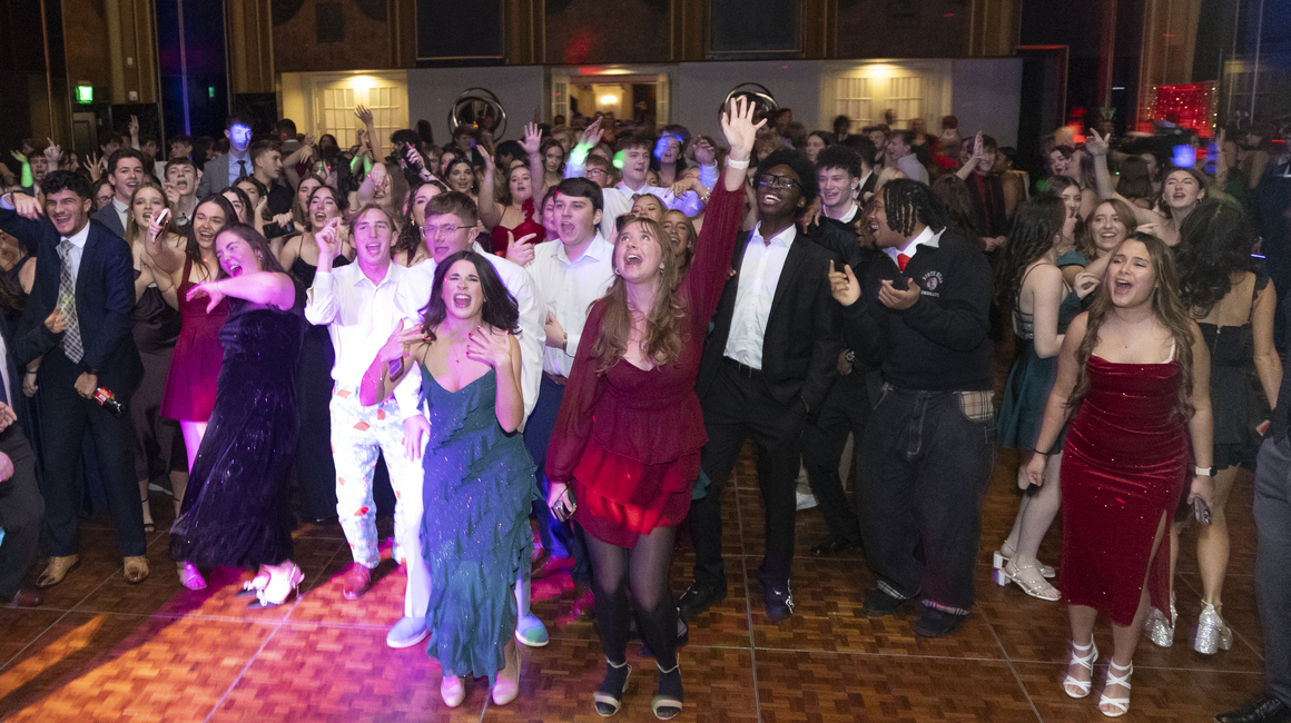 Duquesne students dancing at the annual University Christmas Ball.