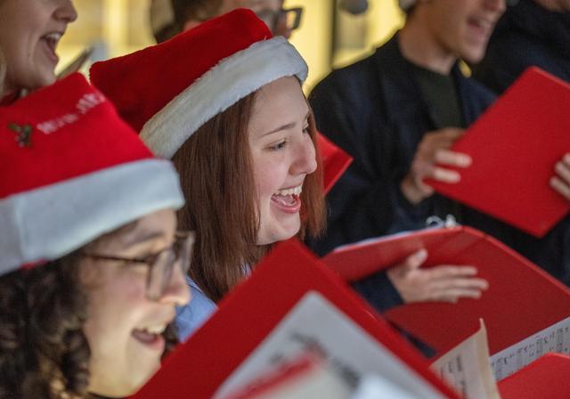 Duquesne University students singing at Night of Lights 2025.