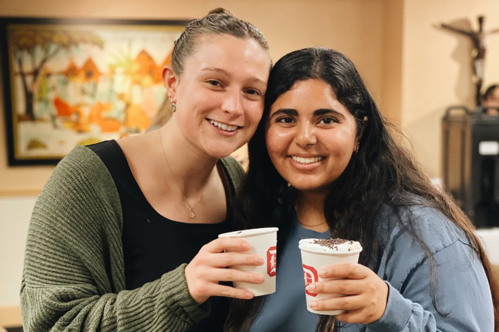 Students drinking coffee