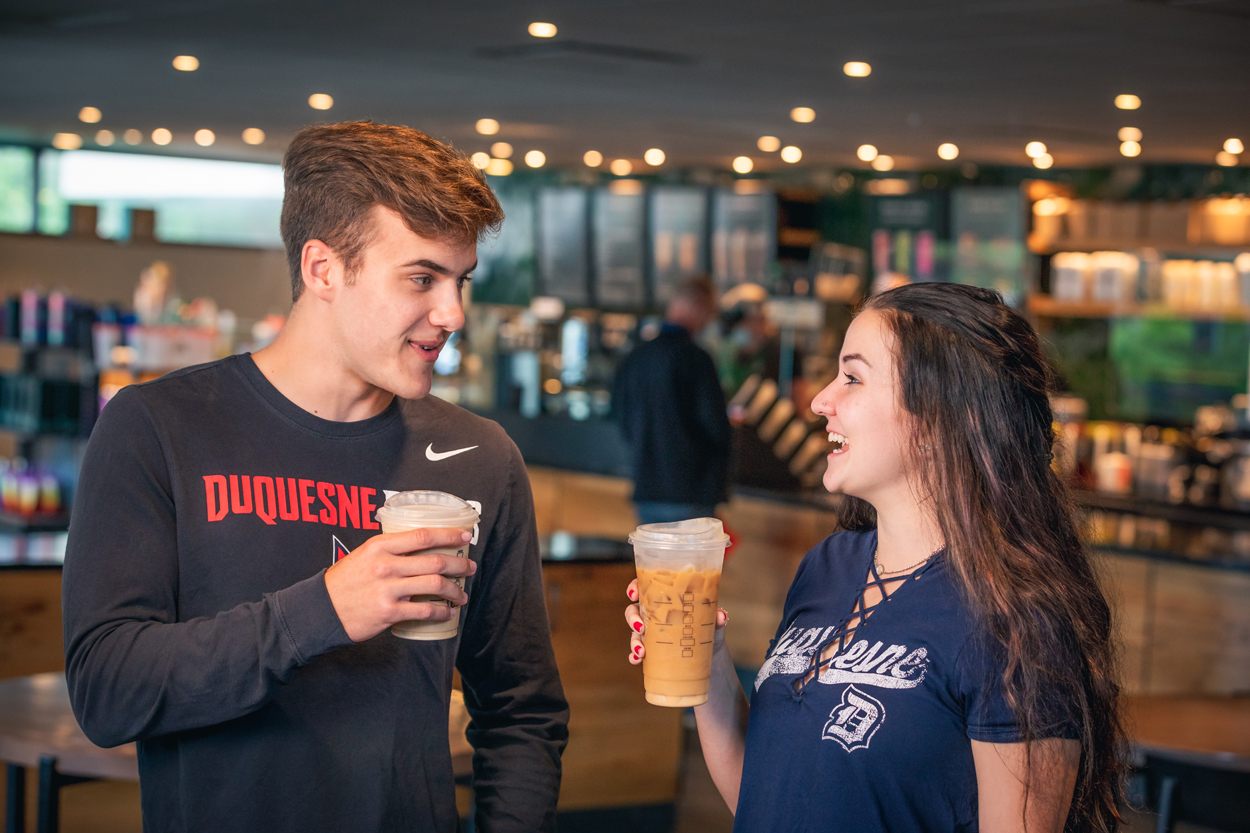 students with coffee