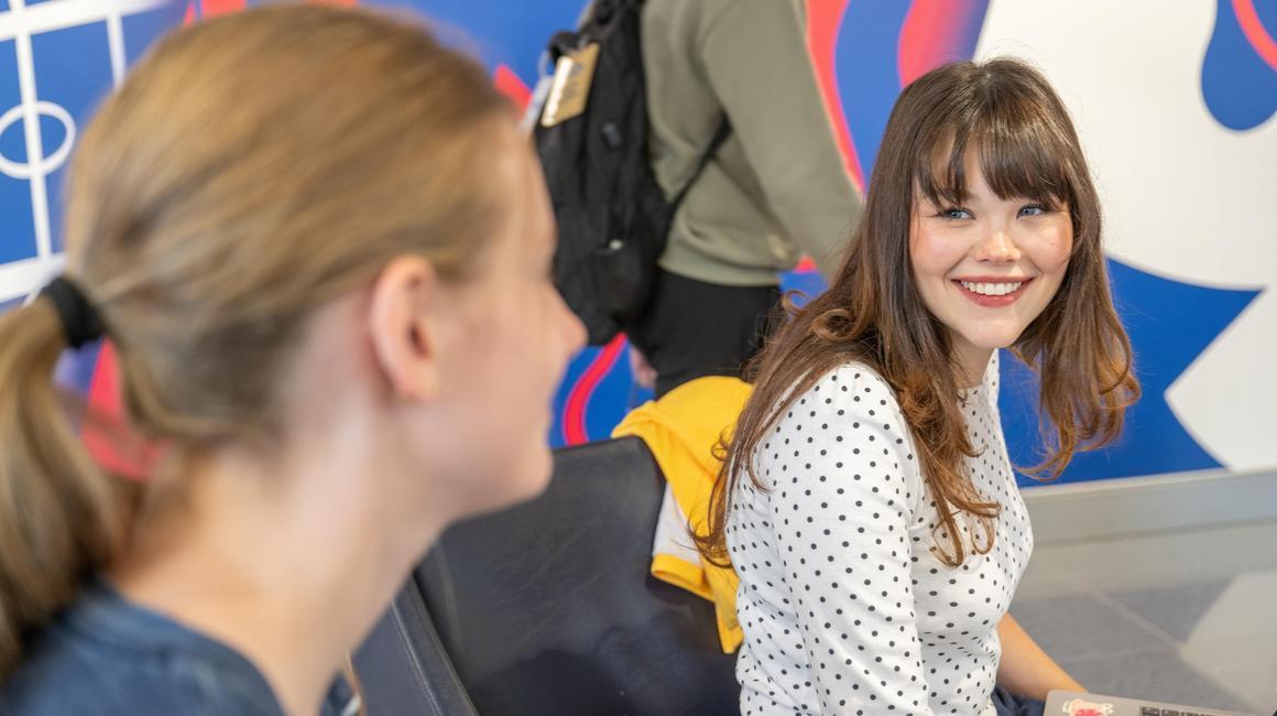 Lexi Javorsky converses with friends