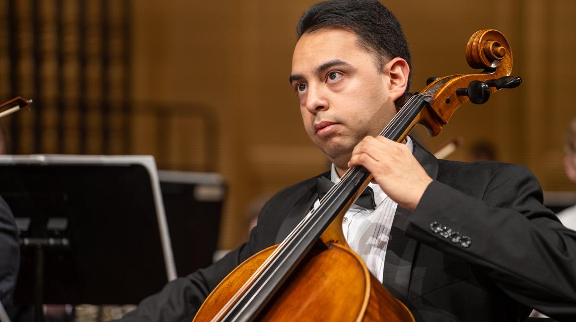William Garcia playing cello