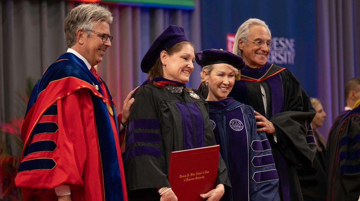 President Gormley, Graduate, Law Dean and Tom Kline