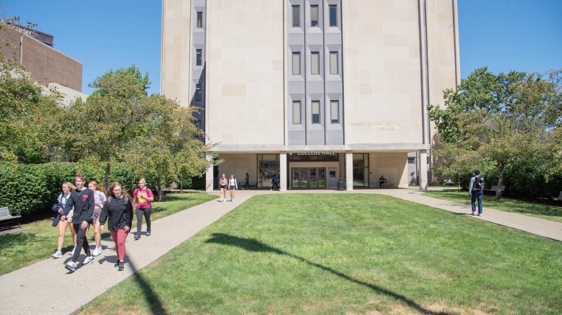 Students walking in front of College Hall