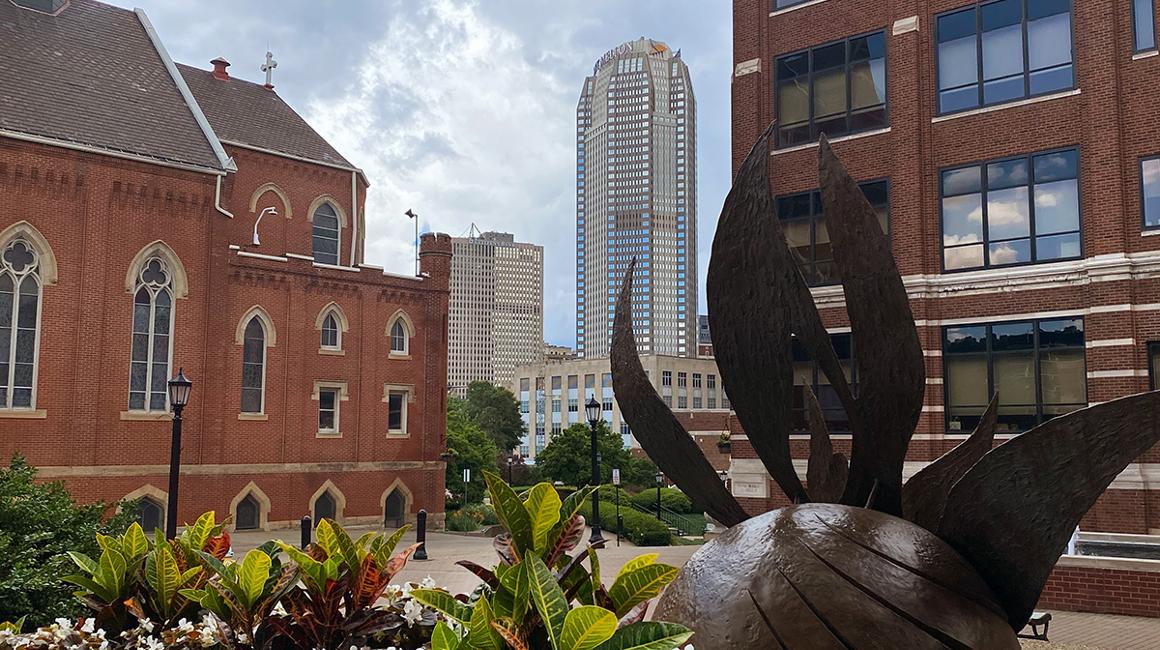Flowers blooming on Duquesne campus