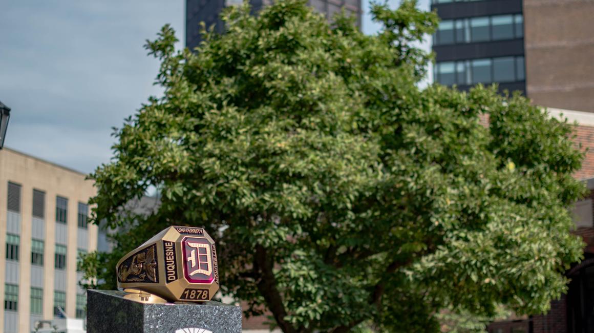 DU Ring Statue on Campus