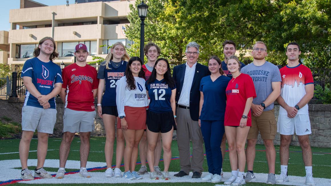 President Gormley with club sports athletes