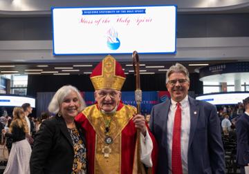 Mrs. Laura Gormley, Pittsburgh Bishop David Zubik and Duquesne President Ken Gormley