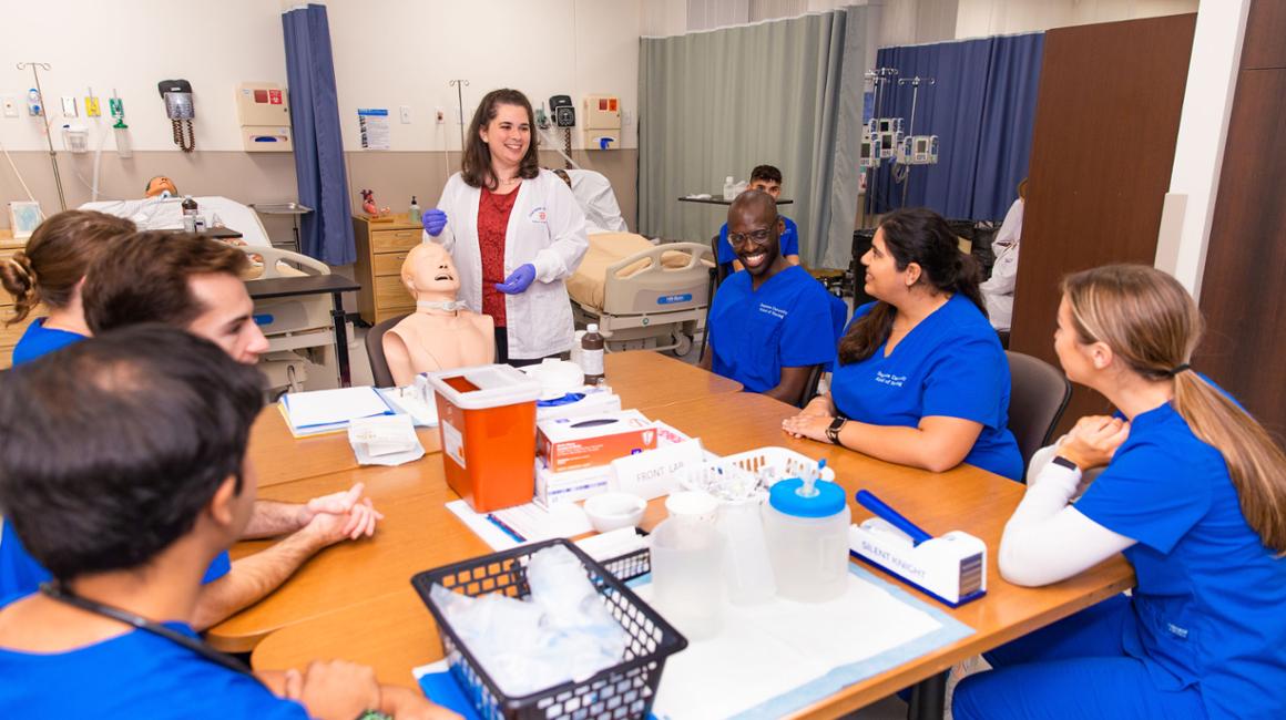 Nursing professor teaching students