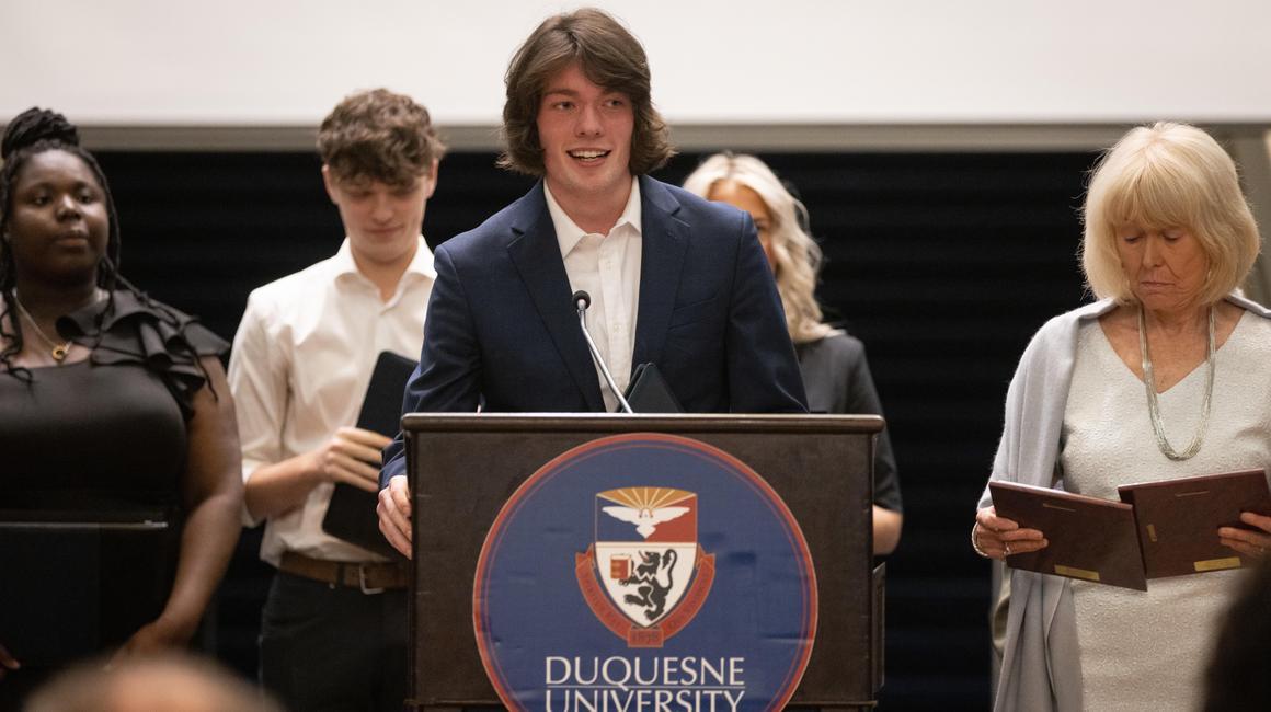 John Sparber winning his award. 