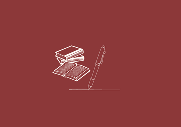 Image shows a book and a pen.