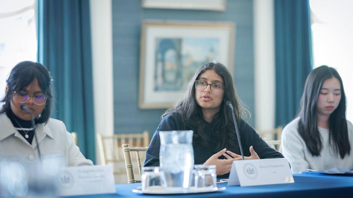 three students present at the gubernatorial roundtable in harrisburg