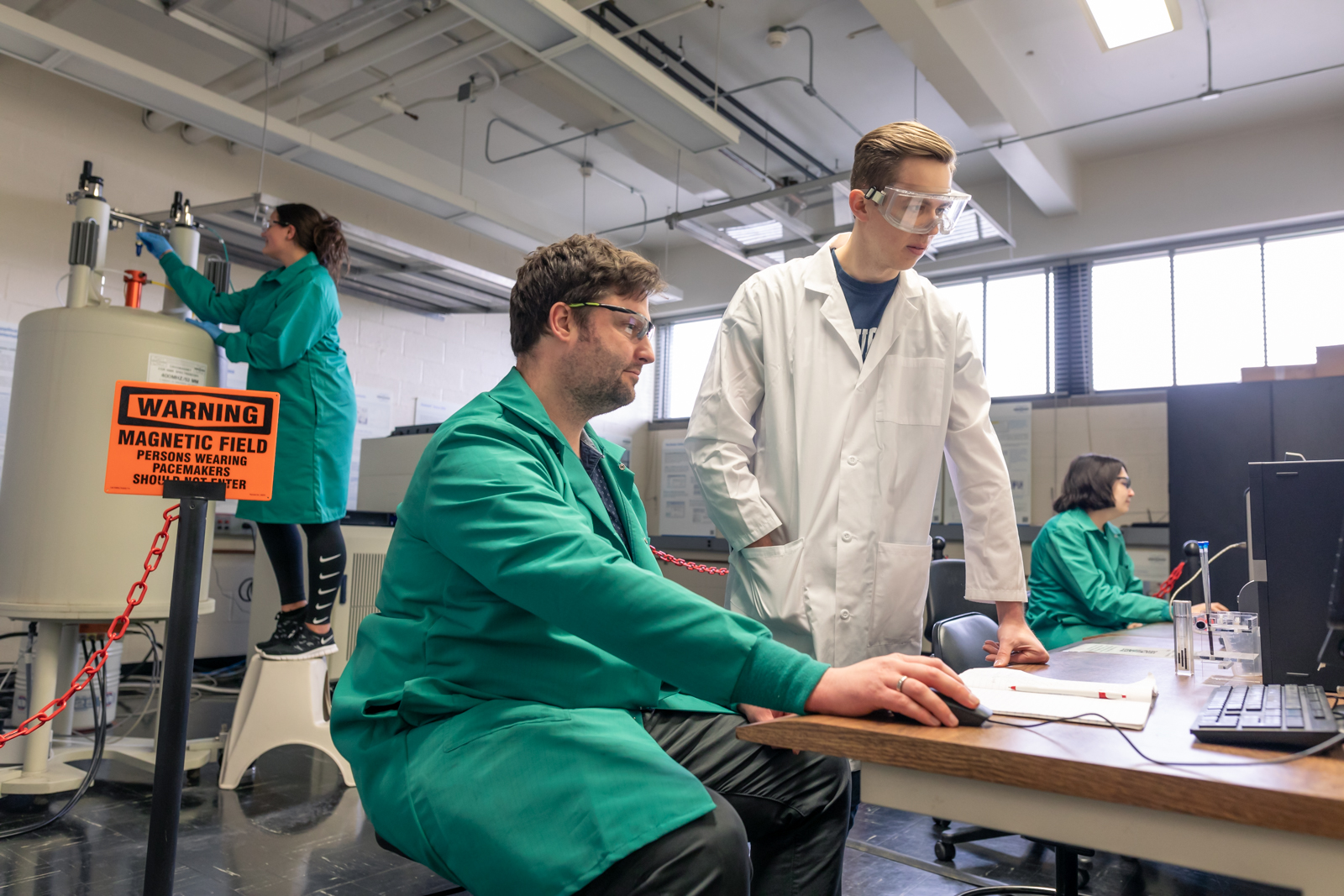 students in a physics lab 