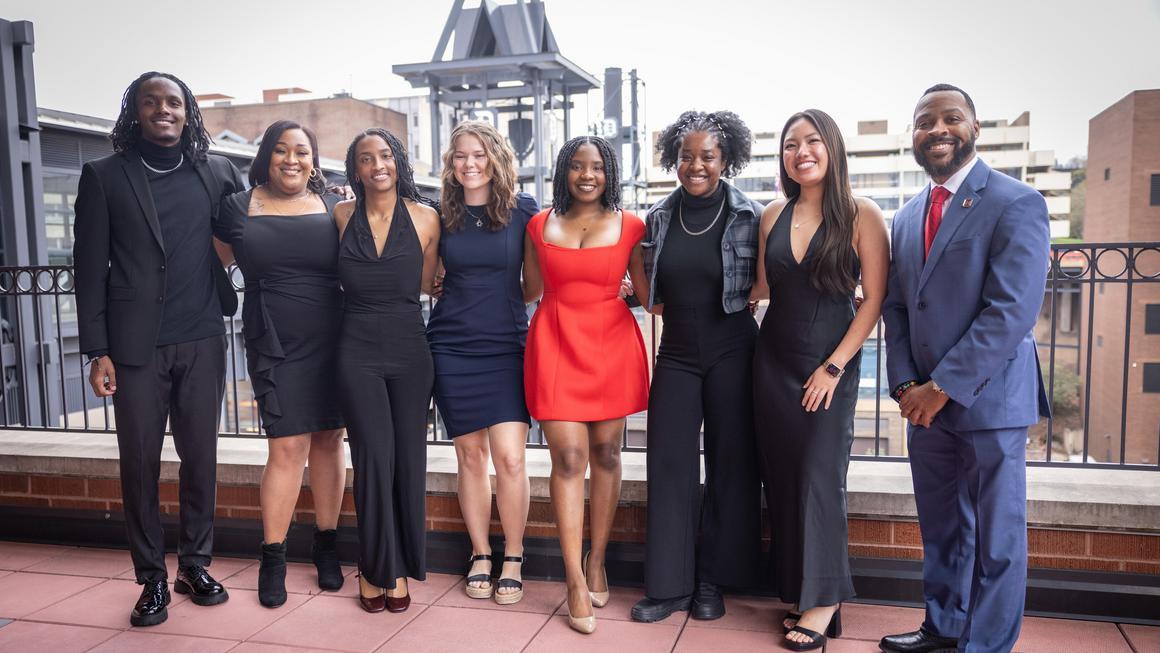 Quincy Stephenson (far left) with the 2025 Spirit of Community Building student winners