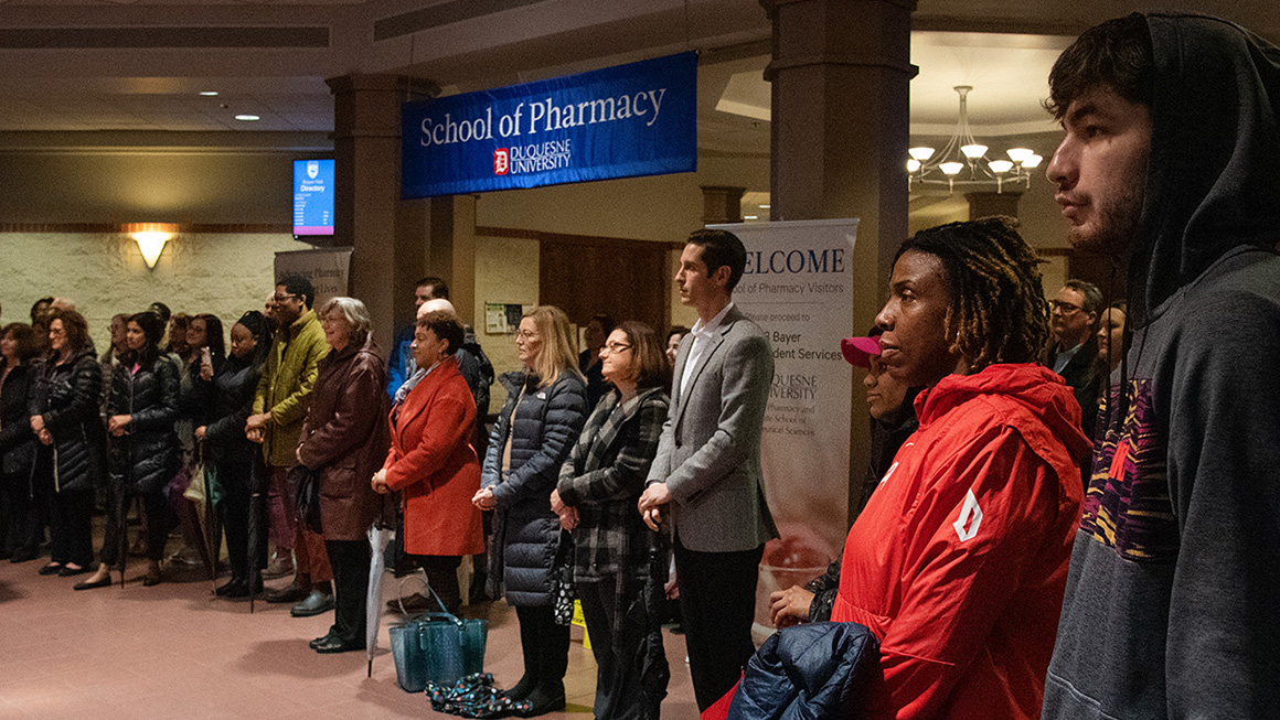 Leaders and participants engaged in the MLK 2023 Unity Walk at Duquesne University