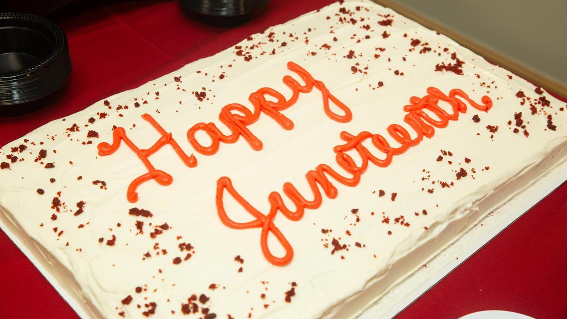 "Happy Juneteenth" cake