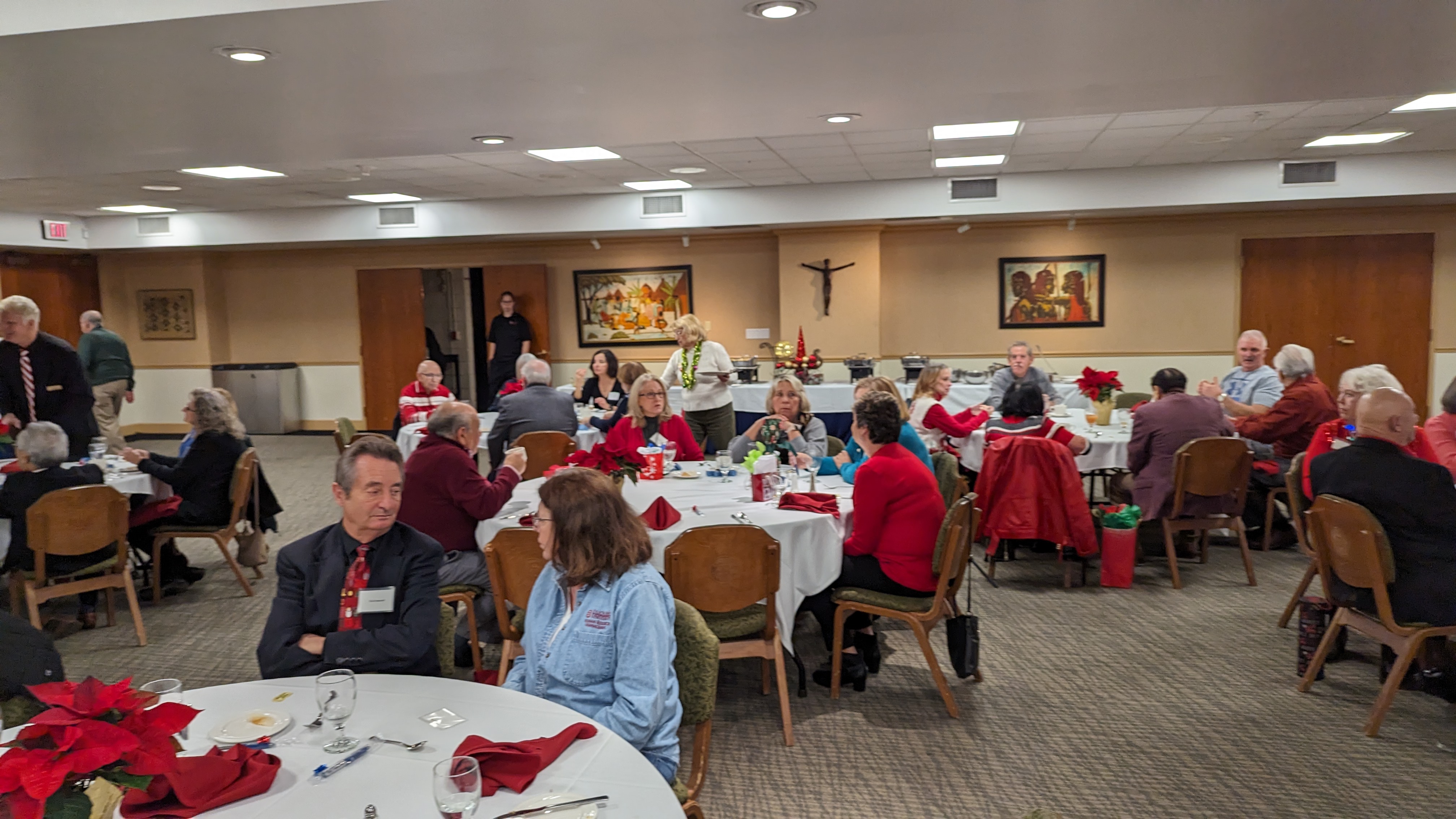 All enjoying the Christmas luncheon. 